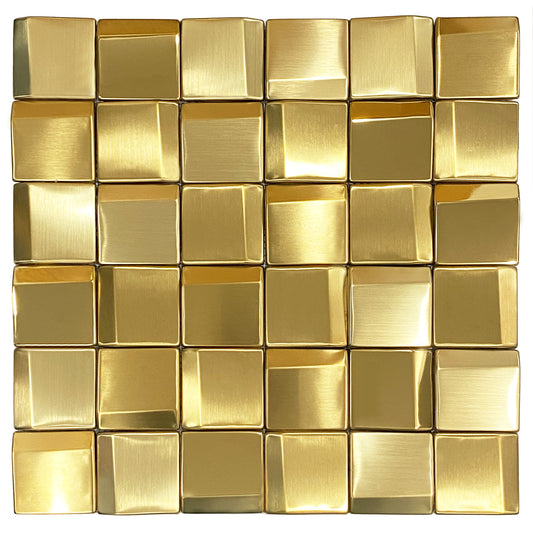 Parrotile 3D Wall Panels Gold Metal Backsplash Tile (Set of 5)