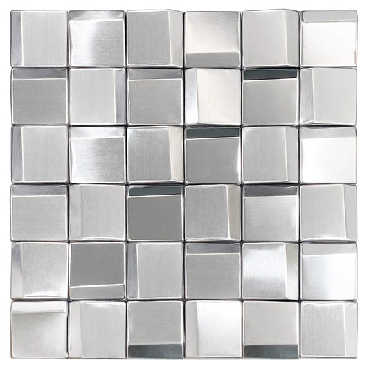 Parrotile 3D Wall Panels Silver Metal Backsplash Tile (Set of 5)