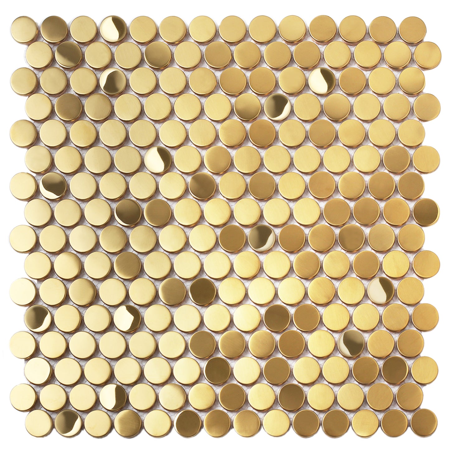 Parrotile Gold Penny Round Mosaic Tile for Wall Backsplash (Set of 5)