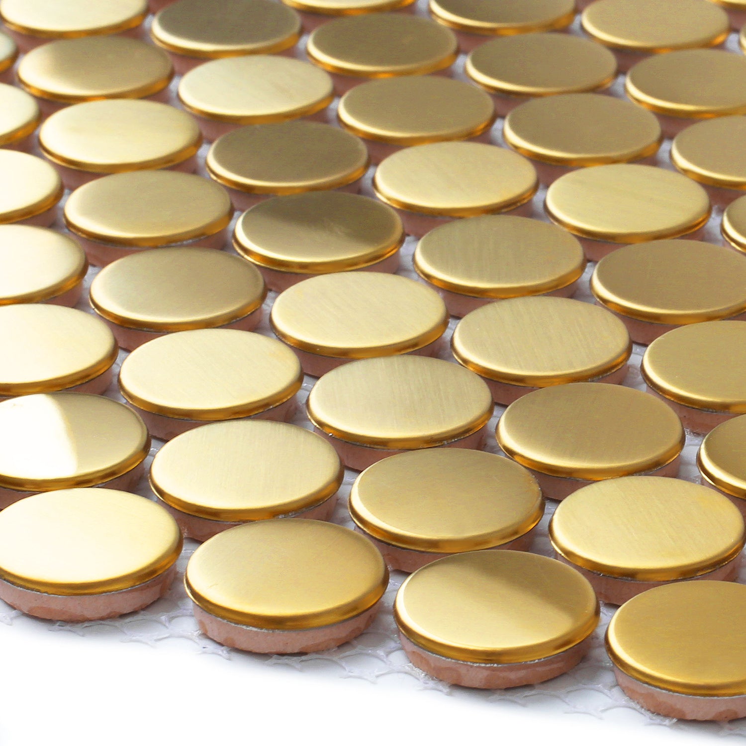 gold penny round mosaic tile