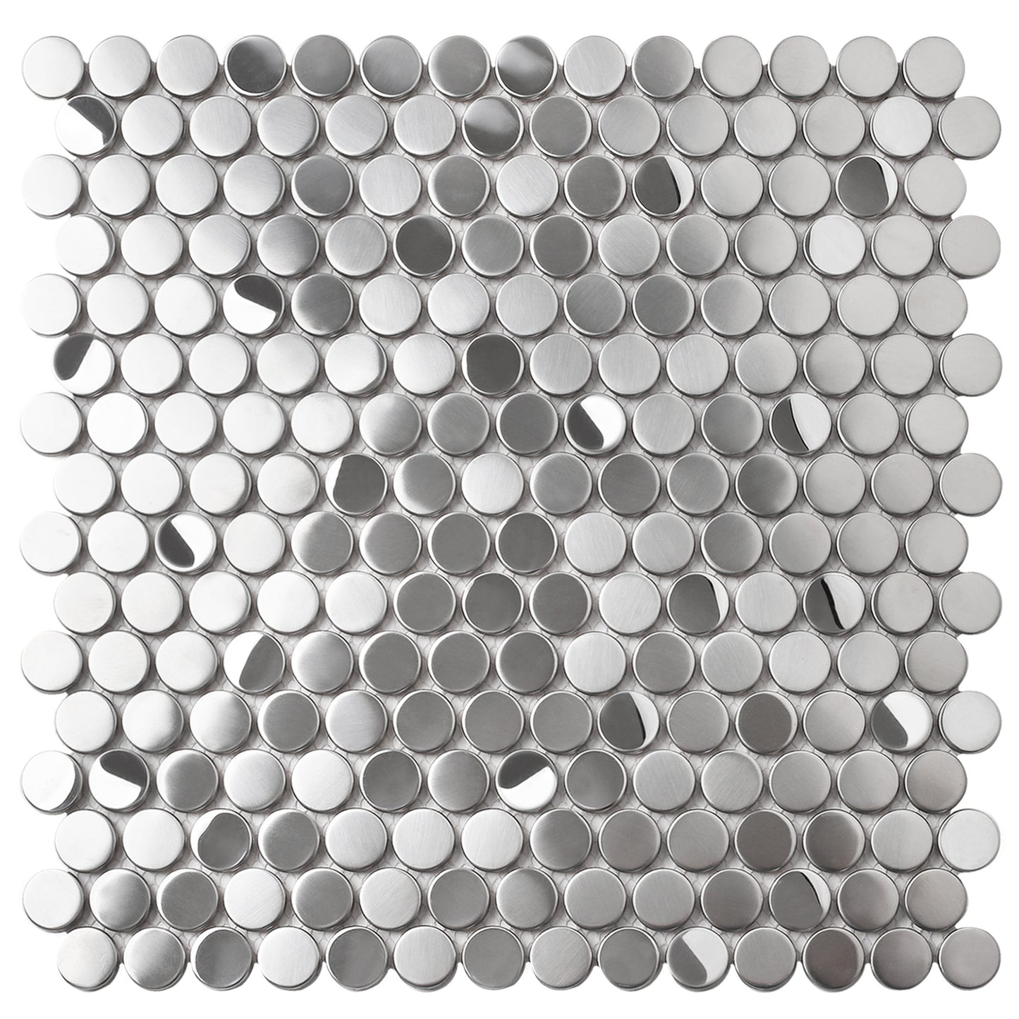 Parrotile Silver Penny Round Mosaic Tile for Wall Backsplash (Set of 5)