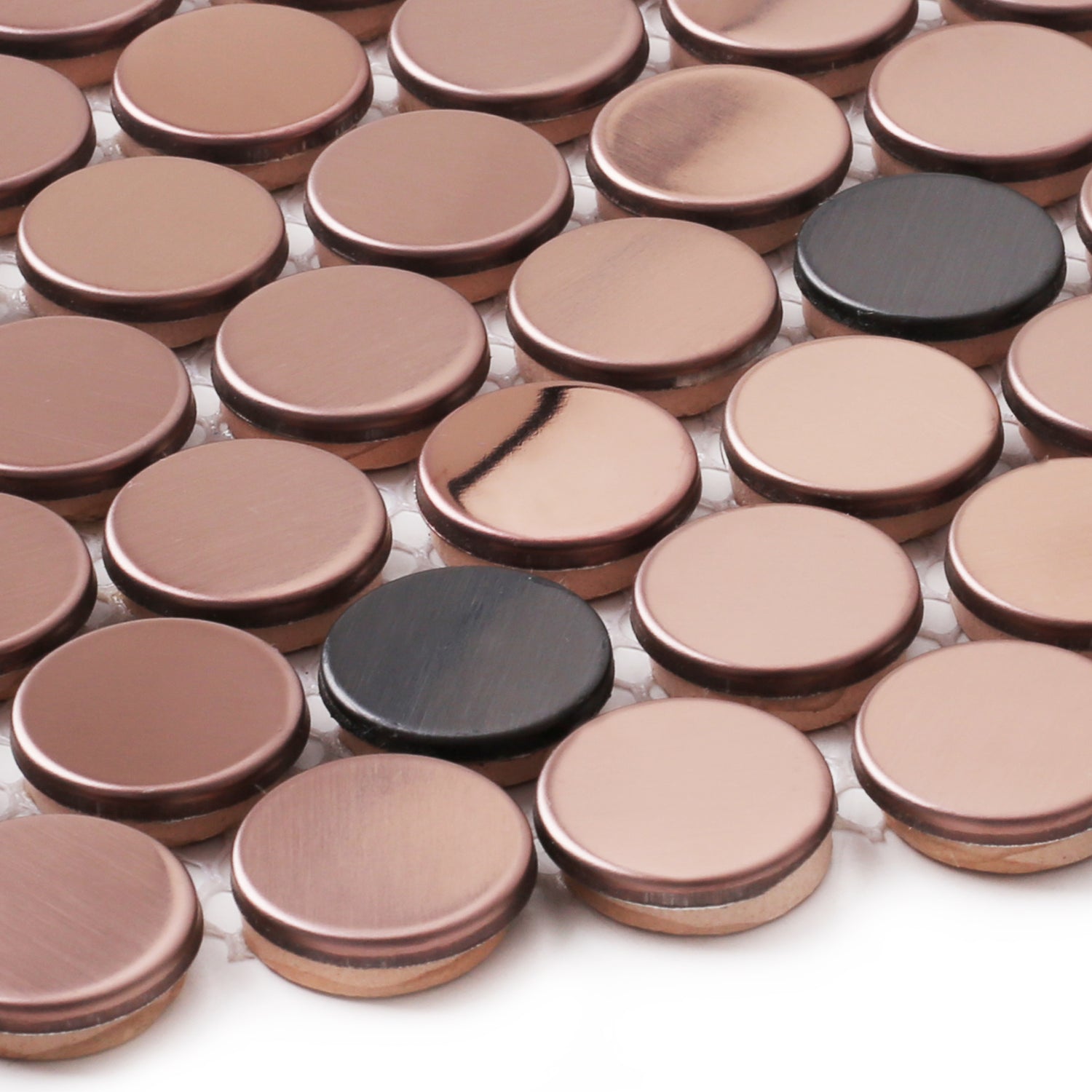 copper penny round mosaic tile