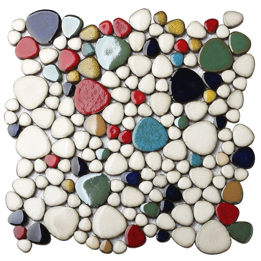 Parrotile Porcelain Pebble Tile Colorful Wall & Floor Tile (Set of 5)