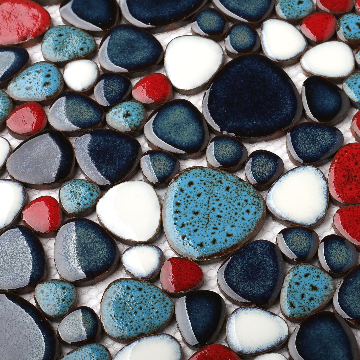 Parrotile Aqua Porcelain Pebble Tile Red Wall & Floor Tile (Set of 5)