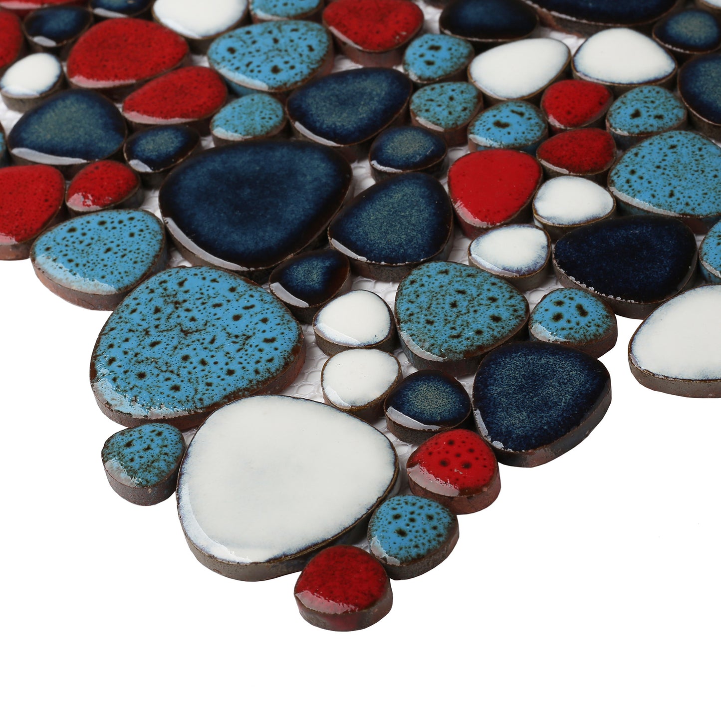 Parrotile Aqua Porcelain Pebble Tile Red Wall & Floor Tile (Set of 5)